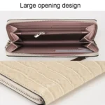 Crocodile Print Long Ladies Clutch Bag Multi Card Position Zipper Wristlet Pouch - Image 6