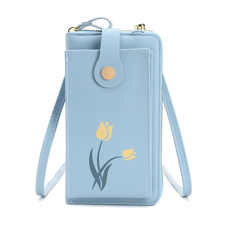 TBD0604152701A.webp Printed Single Shoulder Crossbody Bag Ladies Long Flower Cell Phone Bag - Image 1