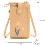 Printed Single Shoulder Crossbody Bag Ladies Long Flower Cell Phone Bag - Image 3