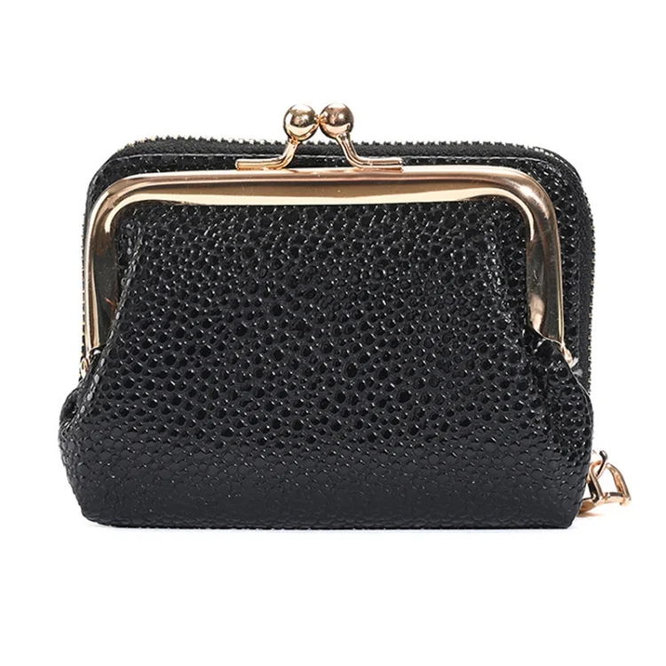 TBD0604153801A.webp Lychee Pattern Coin Purse Card Clip Ladies Short Metal Clip Buckle Wallet - Image 1