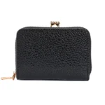 Lychee Pattern Coin Purse Card Clip Ladies Short Metal Clip Buckle Wallet - Image 3