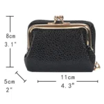 Lychee Pattern Coin Purse Card Clip Ladies Short Metal Clip Buckle Wallet - Image 4