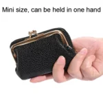 Lychee Pattern Coin Purse Card Clip Ladies Short Metal Clip Buckle Wallet - Image 5