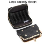 Lychee Pattern Coin Purse Card Clip Ladies Short Metal Clip Buckle Wallet - Image 6