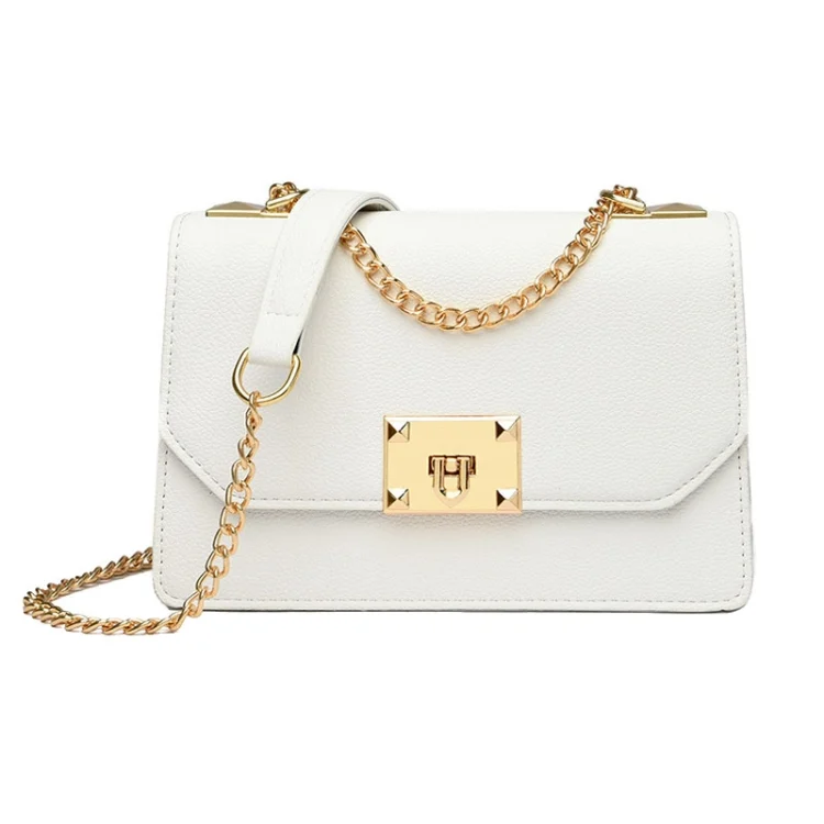 Women Double Compartment Flap Lock Small Square Bag Chain Crossbody Bag