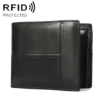 RFID Anti-Theft Short Mens Wallet Multi-Card Slot Cowhide Coin Purse