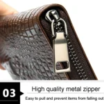 Mens Long Business Wallet Crocodile Pattern Multi Cards Clutch Bag - Image 9