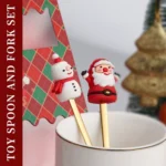 4pcs /Pack Christmas Cartoon Doll Stainless Steel Tableware - Image 4