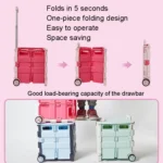 Portable Plastic Folding Shopping Cart Grocery Shopping Small Trolley Cart - Image 5
