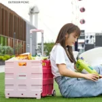 Portable Plastic Folding Shopping Cart Grocery Shopping Small Trolley Cart - Image 9