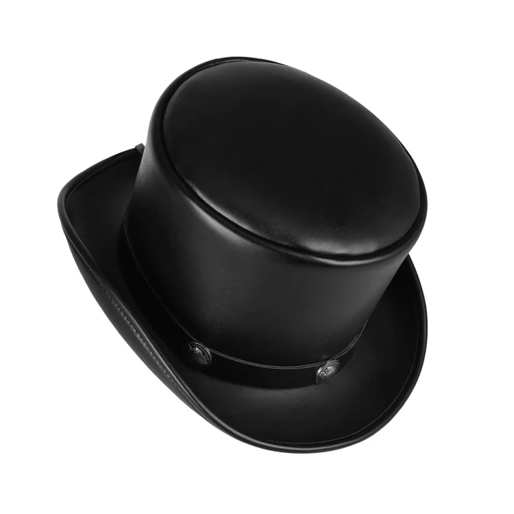 TBD0604174401A_1.webp Retro Style PU Leather Round Top Magic Hat Gentleman Party Bow Hat - Image 8