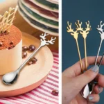 2pcs /Pack Christmas 304 Stainless Steel Deer Stirring Spoon Coffee Dessert Scoop - Image 4