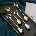2pcs /Pack Christmas 304 Stainless Steel Deer Stirring Spoon Coffee Dessert Scoop - Image 6