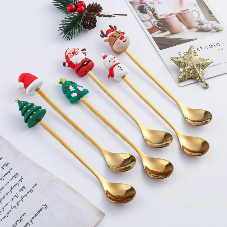 TBD06041770_B3.webp 2pcs /Pack Christmas Dessert Fork And Spoon Set Portable Cute Cartoon Tableware - Image 4