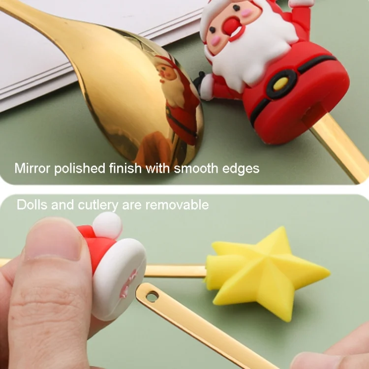 TBD06041770_B5.webp 2pcs /Pack Christmas Dessert Fork And Spoon Set Portable Cute Cartoon Tableware - Image 6