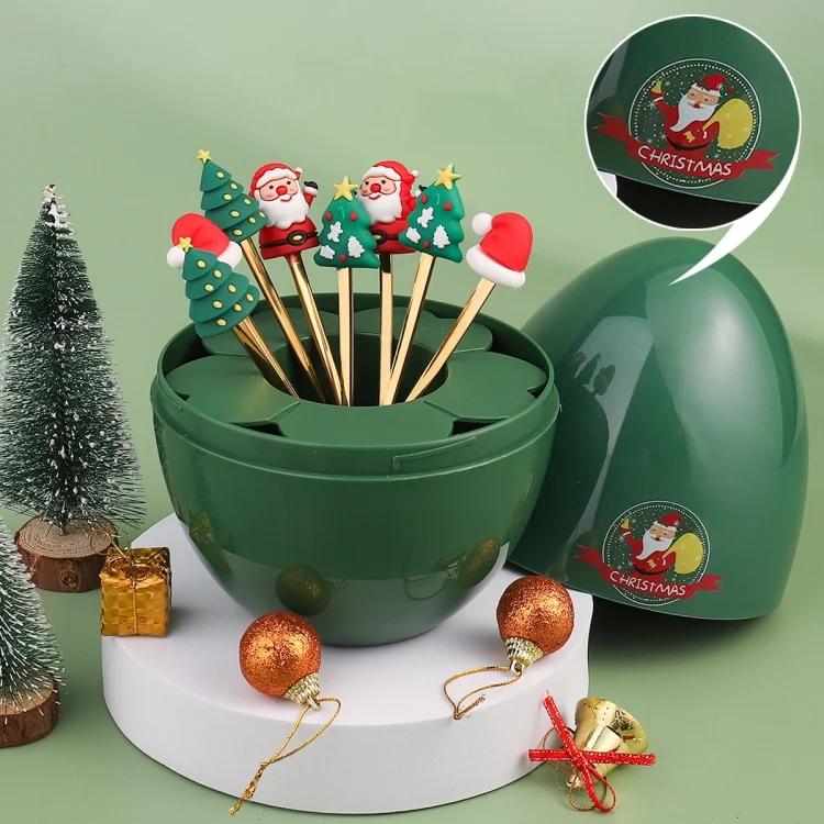 TBD06041770_B7.webp 2pcs /Pack Christmas Dessert Fork And Spoon Set Portable Cute Cartoon Tableware - Image 8