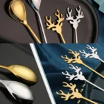 6pcs /Pack Christmas 304 Stainless Steel Deer Stirring Spoon Coffee Dessert Scoop - Image 5