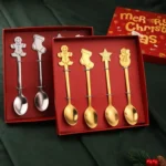 4pcs /Pack Christmas Stainless Steel Spoon Tableware Gift Set - Image 5