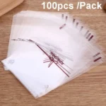 White Lace Bow Biscuit Self-Adhesive Bags Baking Packaging