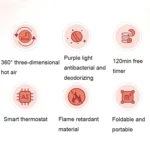 YM-102 Smart Home Timing UV Purple Light Sterilization and Deodorization Dryer Portable Shoe Dryer - Image 3