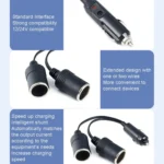 Copper Car Cigarette Lighter Extension 12/24V 10A General 1 Drag 2 Car Charging - Image 4