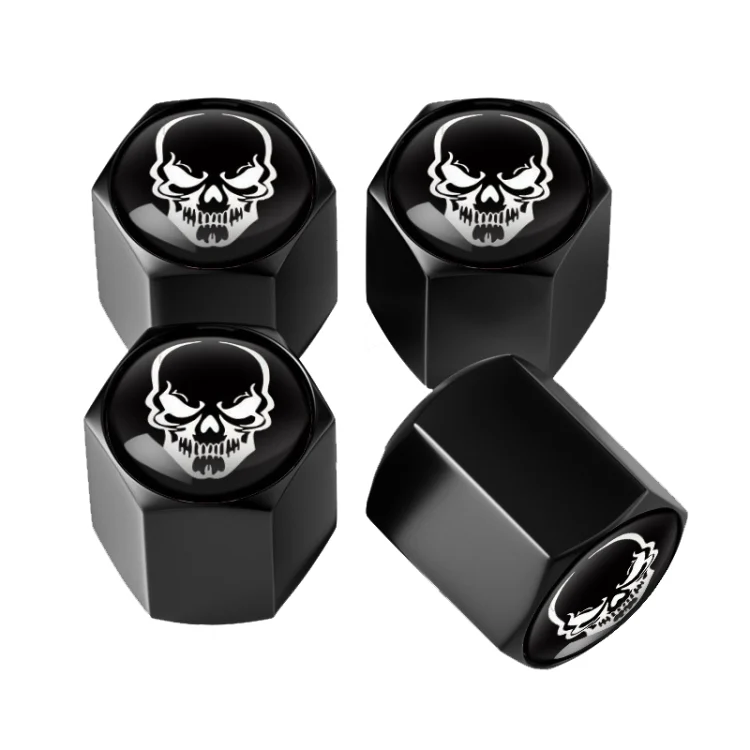 4pcs /Set Skeleton Metal Tire Valve Caps Automobile Modification Universal Valve Core Cover