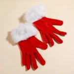 Christmas Day Gala Performance Gloves Short Blind Velvet Wool Warm Gloves - Image 2