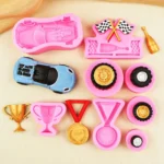 Sports Car Trophy Medal Tire Silicone Mold Glue Plaster Candle Baking Decorative Mold - Image 3