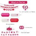 Valentines Day Party Decoration Set 1 Banner +20pcs Latex Balloons+ 16pcs Cake Topper - Image 3