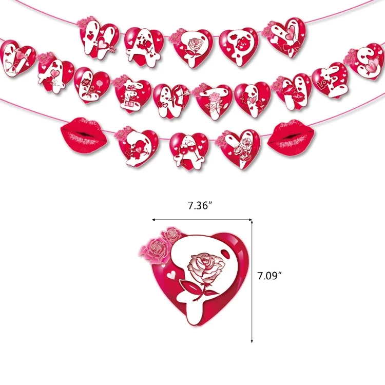 TBD06041903_3.webp Valentines Day Party Decoration Set 1 Banner +20pcs Latex Balloons+ 16pcs Cake Topper - Image 4