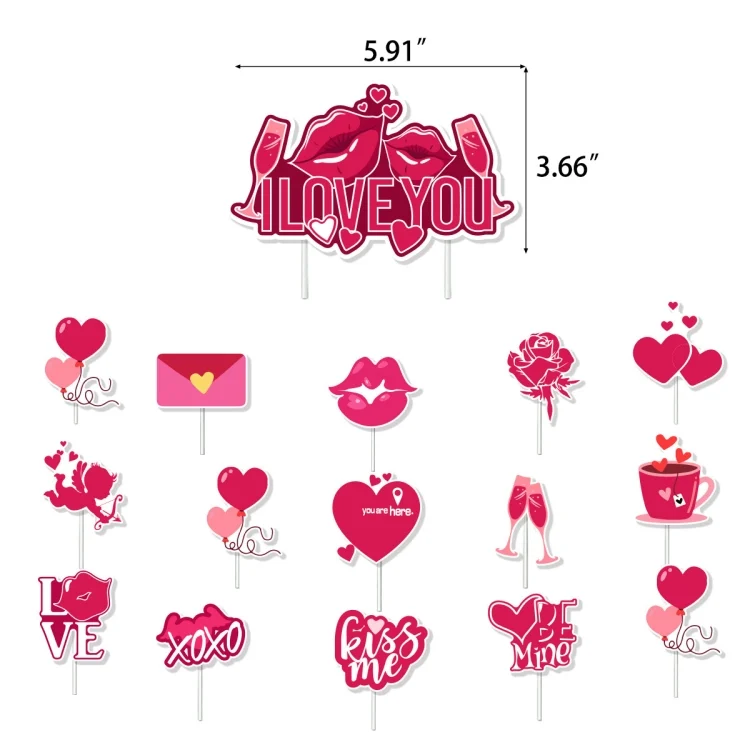 TBD06041903_4.webp Valentines Day Party Decoration Set 1 Banner +20pcs Latex Balloons+ 16pcs Cake Topper - Image 5
