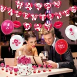 Valentines Day Party Decoration Set 1 Banner +20pcs Latex Balloons+ 16pcs Cake Topper - Image 7