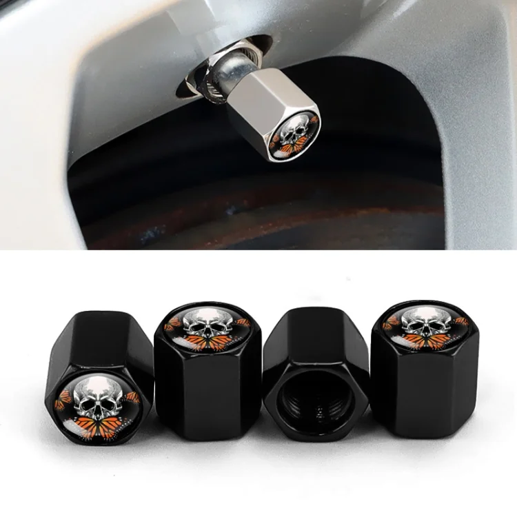 4pcs/set Skull Metal Car Tire Universal Modified Aluminum Alloy Valve Cap