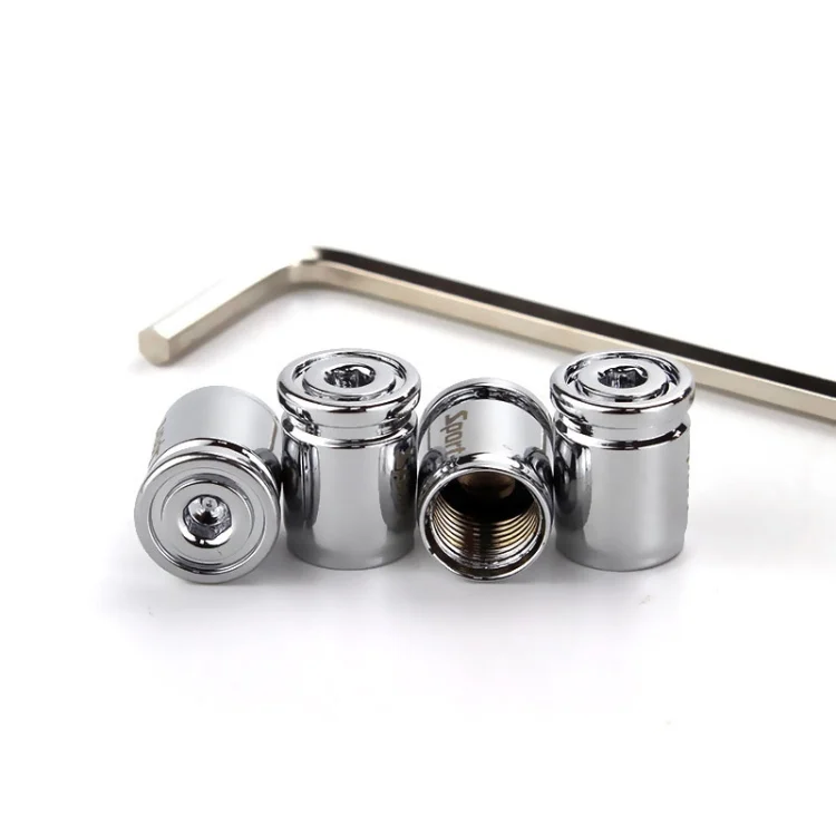 4pcs /Set Sport Anti-Theft Car Tire Valve Caps Universal Valve Cover With Wrench