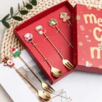 4pcs /Pack Christmas Gift Spoon Cartoon Fruit Fork Dessert Coffee Scoop - Image 6