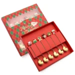6pcs /Pack Christmas Gift Spoon Cartoon Fruit Fork Dessert Coffee Scoop