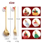 2pcs /Pack Christmas Mixing Spoon Fruit Fork With Pendant Flatware - Image 3