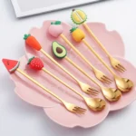 Stainless Steel Coffee Spoon Cartoon Fruit Fork Cute Kids Tableware - Image 3