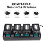 4 Ports 14.4-18V Lithium-Ion Charger DC18SF For Makita BL1430 / BL1820 / BL1830 / BL1850 - Image 8