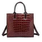 3-in-1 Women Handbag Simple Versatile Crocodile Pattern Large Shoulder Bag - Image 2