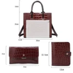 3-in-1 Women Handbag Simple Versatile Crocodile Pattern Large Shoulder Bag - Image 3