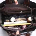 3-in-1 Women Handbag Simple Versatile Crocodile Pattern Large Shoulder Bag - Image 6