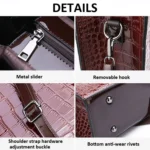 3-in-1 Women Handbag Simple Versatile Crocodile Pattern Large Shoulder Bag - Image 7