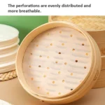 100pcs /Pack Steamer Paper Non-Stick Disposable Grease-Proof Paper Round Air Fryer Pad - Image 7