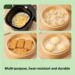 100pcs /Pack Steamer Paper Non-Stick Disposable Grease-Proof Paper Round Air Fryer Pad - Image 8