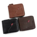 MenBense Men Short Zipper Wallet Coin Purse Large Capacity Multi-Card Money Clip - Image 2