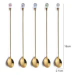 430 Stainless Steel Long Handle Diamond Spoon Honey Stirring Scoop - Image 2