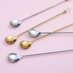 430 Stainless Steel Long Handle Diamond Spoon Honey Stirring Scoop - Image 3