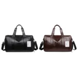 PU Leather Travel Fitness Bag Yoga Sport Training Bag with Shoe Compartment - Image 2