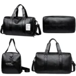 PU Leather Travel Fitness Bag Yoga Sport Training Bag with Shoe Compartment - Image 4